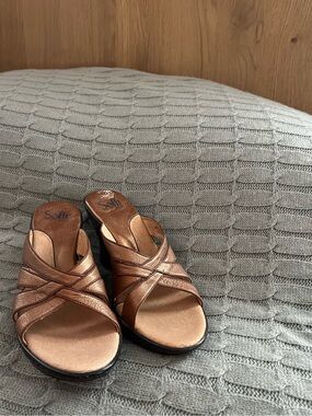 Sofft Metallic Bronze Crossover Slide Mules
